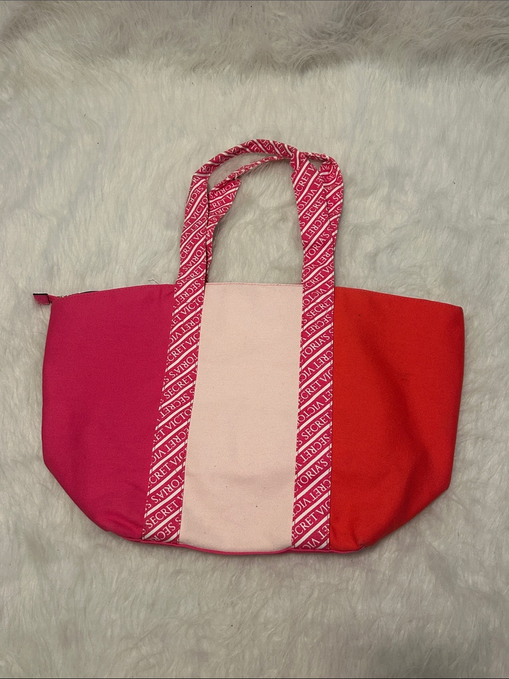 Victoria's Secret Pink, Light Pink & Red Colorblock Canvas Tote